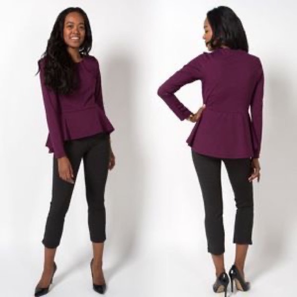 Betabrand Billion Dollar Blouse Peplum with Pockets in Plum Size Small - Picture 6 of 6